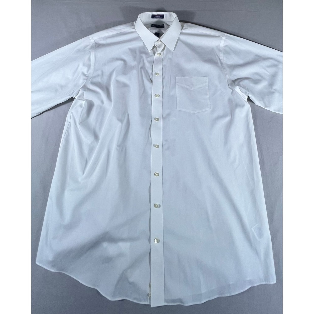 Stafford Performance White Dress Shirt Men's 18.5 36-37 Big & Tall Cotton Blend - Picture 4 of 13